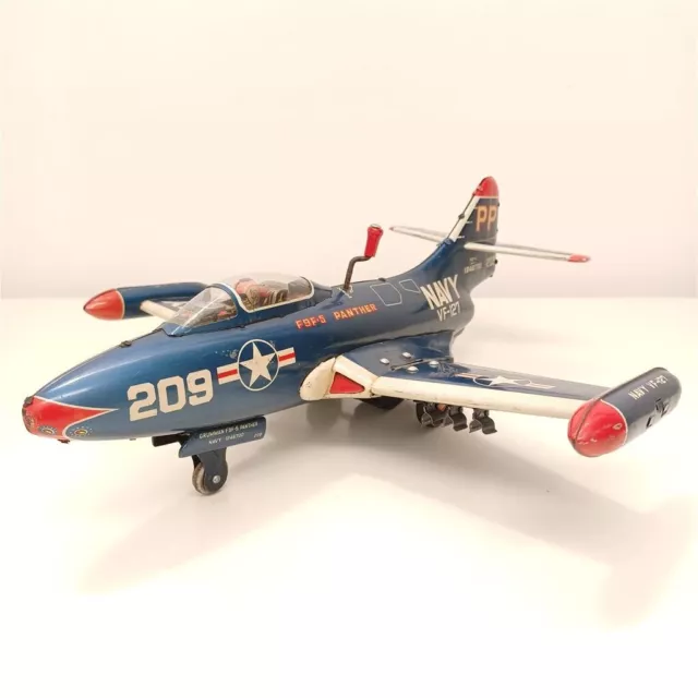 Aereo latta litografata Grumman F9F-5 Panther Navy - Tin Toy by Yonezawa 1950-59