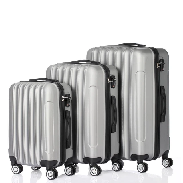 20 24 28" 3 Piece Nested Spinner Suitcase Luggage Set With TSA Lock Grey
