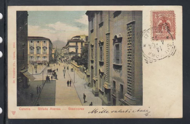 Cartolina Catania Strada Atenea Stesicorea ANIMATA UF85