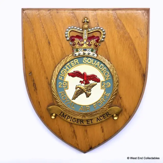 Old RAF 29 Fighter Squadron Station Plaque Shield Crest Badge Royal Air Force A