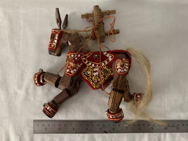 Thai Burmese handmade vintage marionette string horse puppet