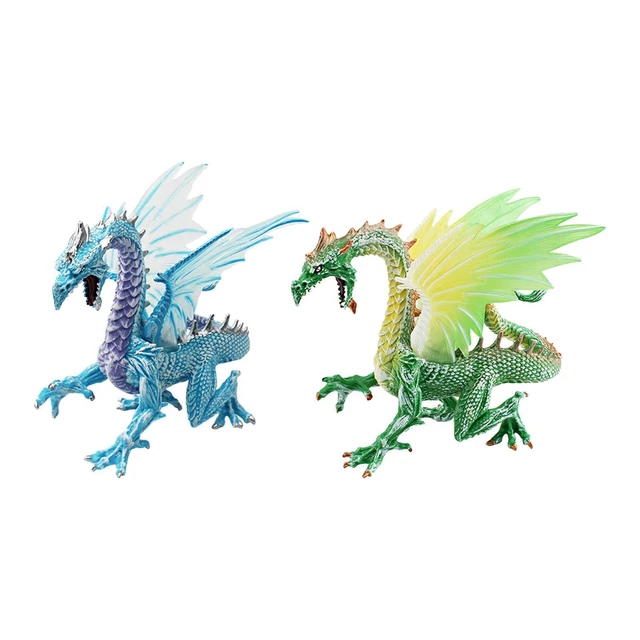 Figurine Dragon Réaliste Warcraft – Dragon De Feu Et Neige – 18 Cm – Articulée – Jouet Enfant Ou Collection