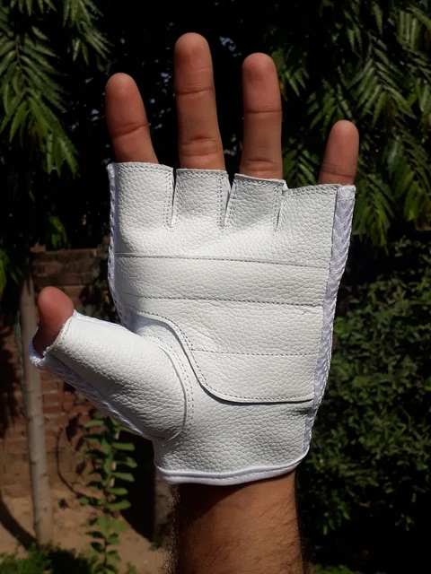 Best WEIGHT LIFTING WORKOUT Training Motorcycle LEATHER Gym FINGERLESS Gloves