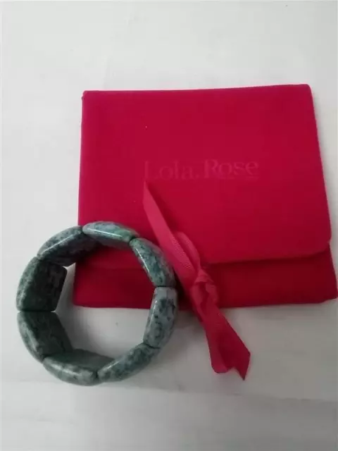 Lola Rose Sea Green Agate Bangle in Pink Velvet Pouch