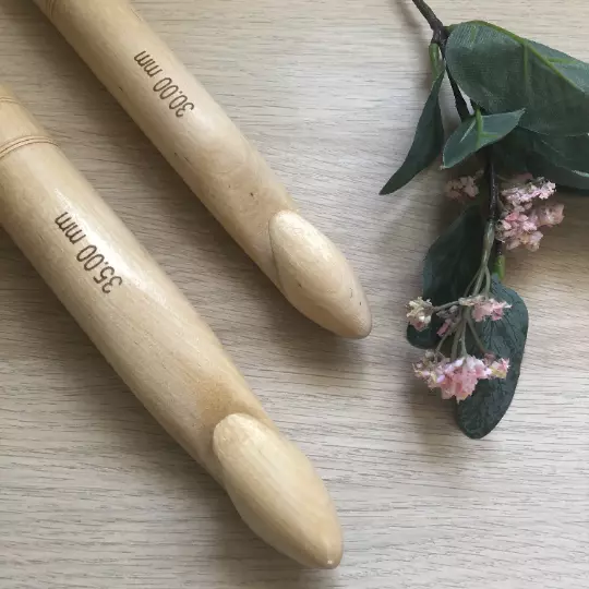 Jumbo Birch crochet hook, Giant crochet hook. 20mm 25mm 30mm 35mm Wooden crochet