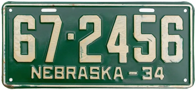 1934 NEBRASKA  license plate (GIBBY NOS)