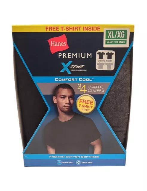 Hanes Premium X temp Comfort Cool Crewneck  Mens XL 4 pack   Black  Gray