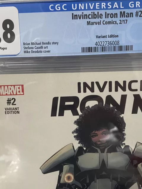 Invincible Iron Man #2 CGC 9.8 (Marvel 2017) RIRI VARIANT IRONHEART 🔥 1:10 2