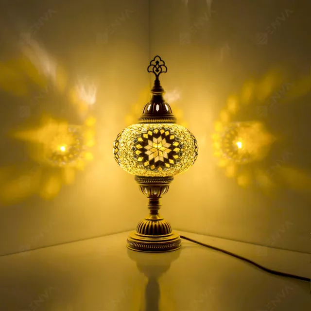 Lampada da comodino da tavolo in mosaico turco marocchino fatta a mano tiffany