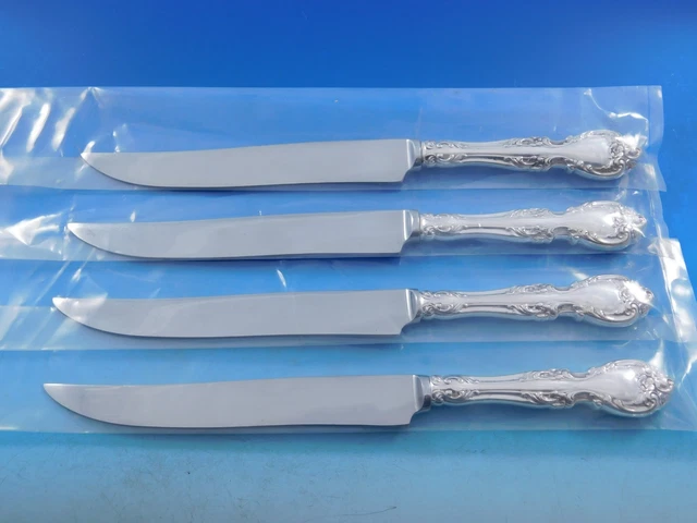 MELROSE BY GORHAM Sterling Silver Steak Knife Set 4pc Large Texas