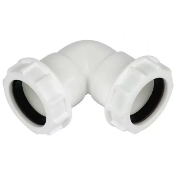 White FloPlast Polypropylene Universal Compression 135° Waste Pipe Bend Dia32mm