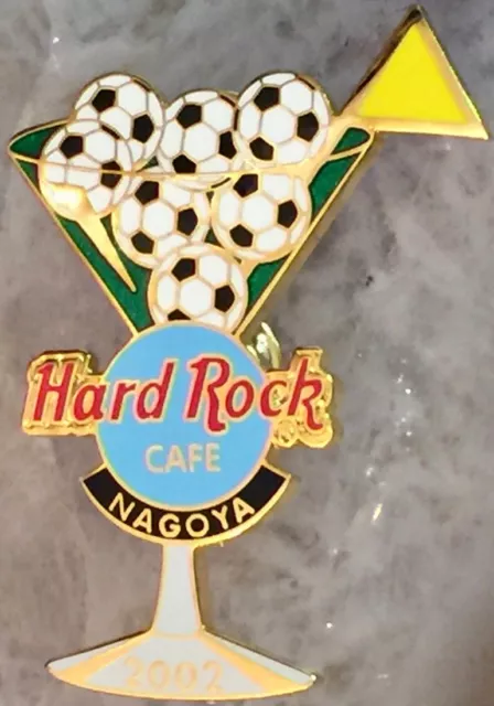 Hard Rock Cafe NAGOYA 2002 World Cup Soccer MARTINI GLASS PIN Balls & Flag 18118