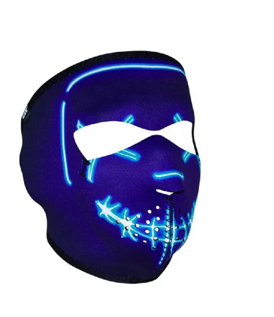 Purple Blue Stich Face Skull Full Neoprene Face Mask Biker Costume Reversable