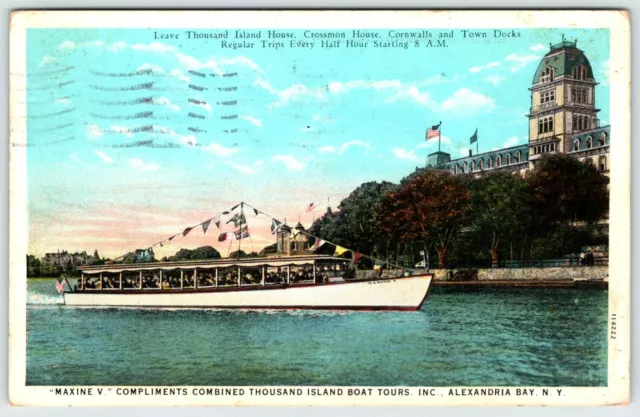Maxine V Thousand Island Boat Tours Alexandria Bay New York Vtg Postcard AF353