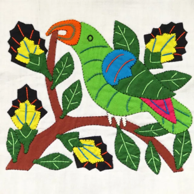 Vintage Kuna Parrot Bird Mola Applique Textile Art Panama 8.50 x  7.25