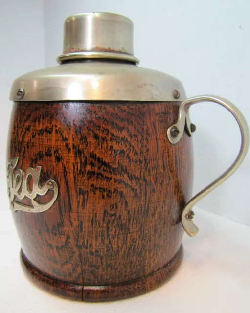 Antique Victorian 1800's Tea Caddy w Handle & Lid EPNS Wood Porcelain Ornate 3
