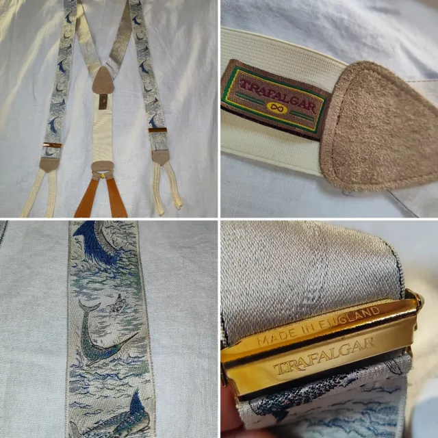 RARE Trafalgar Limited Edition Braces Silk Suspenders Marlin/ Swordfish/ Ocean