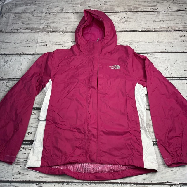 The North Face Hyvent Waterproof  Hooded Rain wind Jacket Sz Small S Pink White