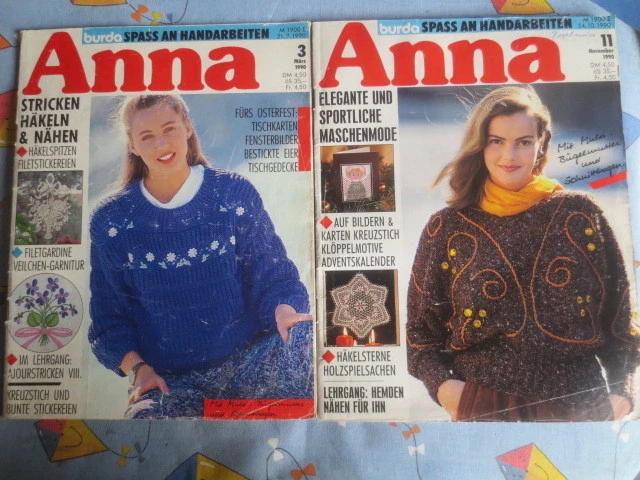 2 X Anna burda Spaß an Handarbeiten 3 + 11 1990 Klöppeln Sticken Stricken Häkel