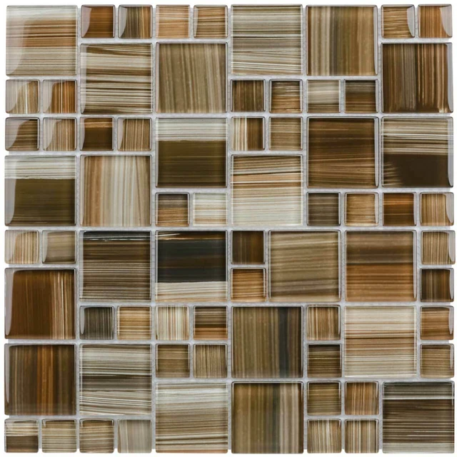 Elida Ceramica Dark Straw Brushstrokes Cubes Backsplash | 0245414