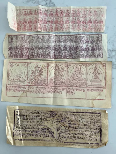 Vintage Mongolian Tibetan Buddhist Various Woodblock Amulet  Prints