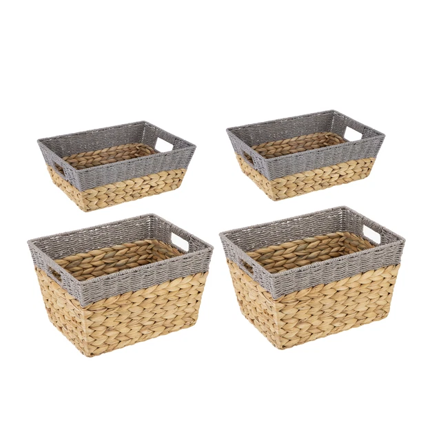 Water Hyacinth Storage Baskets 4-Piece Tool Bags Pouches Storage Baskets Bins