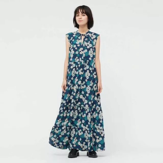 Paul & Joe Uniqlo Dress Size Small Floral Tiered Sleeveless Cottagecore