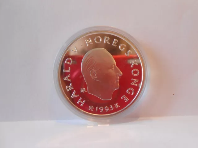 100 Kroner 1994 Olympia Lillehammer 1993 Harald V Norges Konge Silber PP