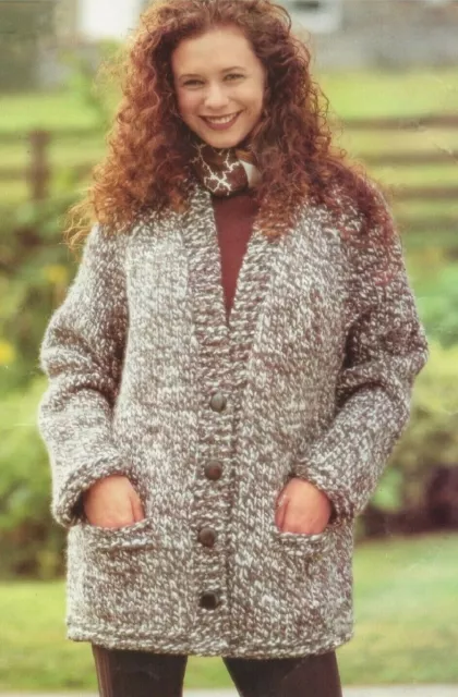 Knitting Pattern Ladies Easy Knit Cardigan Jacket Super Chunky Yarn Size 32 - 46