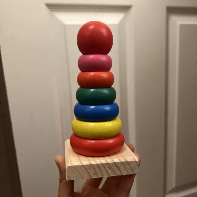 Kids Children Stacking Building Blocks Rainbow Tower Wooden Baby Play Toy Gift