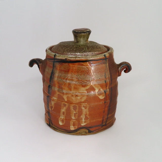 Jim Koudelka Large 10" Studio Ceramic Handmade Wheel Thrown Stoneware Lidded Jar Jim Koudelka Large 10" Studio Ceramic Handmade Wheel Thrown Stoneware Lidded Jar