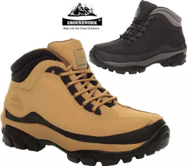 Mens Groundwork Safety Work Boots Leather Steel Toe cap Work Shoes Hiker Trainer