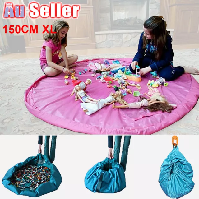 150cm Kids Play Mat Bag Portable Toy Storage Organizer  Toys Drawstring Bag