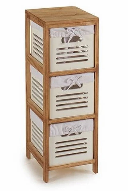 Mueble Madera Con 3 Cajones Estrecho Blanco (14486)