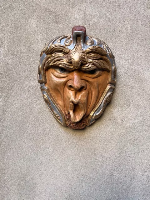 Maschera da muro in terracotta - Soldato romano - Scultura unica fatta a mano