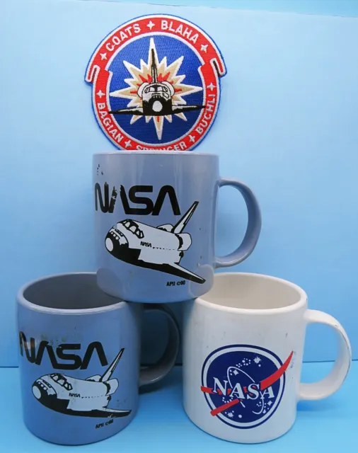 NASA MUG TRIO + PATCH Lot vtg Space Shuttle DISCOVERY STS-29