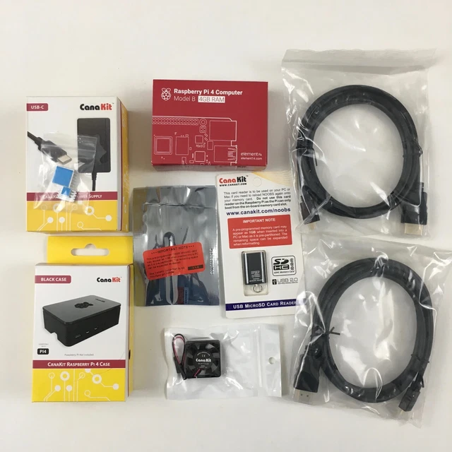 CanaKit Raspberry Pi 4 Extreme Kit 128GB EVO+ Black Case 4GB RAM Open Box MINT!