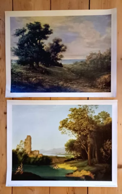 Italian Landscape Prints x 2 After Marco Gozzi & Carnovali 45cm X 35cm Unframed