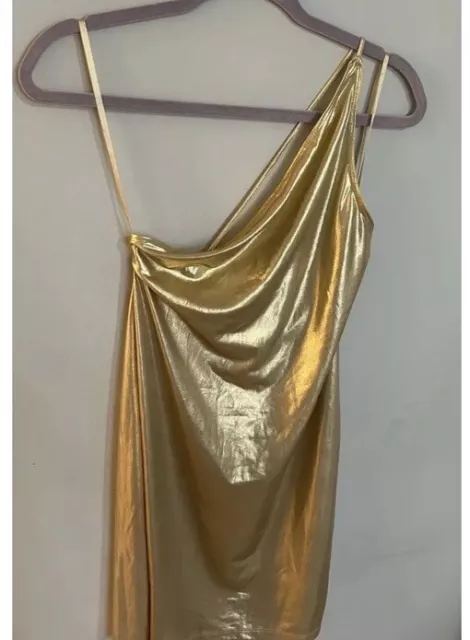 Motel Rocks “Kate” Gold Rush Single Strap Gold Mini Dress Women’s Size Small NWT 3