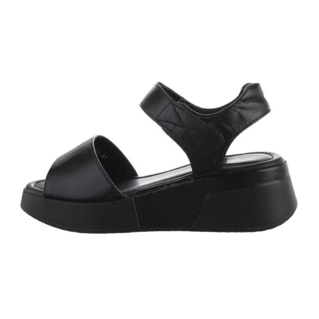 Sandali scarpe da donna sportivi comode ecopelle spuntati zeppa bassa plateau 2