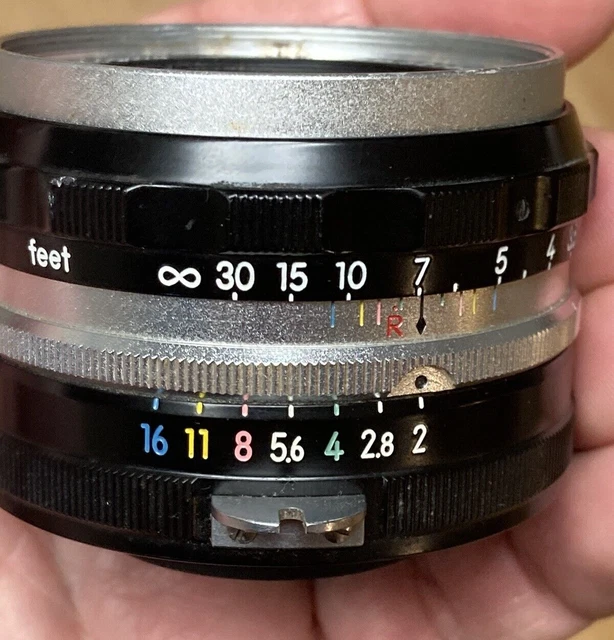 SUPER EARLY  Nikon F mount 5cm f/2 Tick Mark lens & caps, US SELLER
