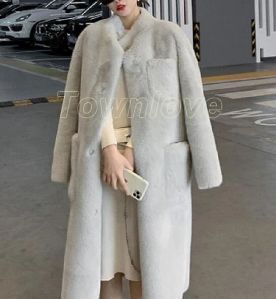 WOMENS CHIC MID Long Fox Fur Thick Jacket Winter Europe Luxury 