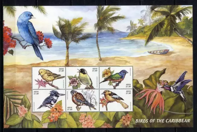 36258) Nevis 1999 MNH Birds 6v M/S