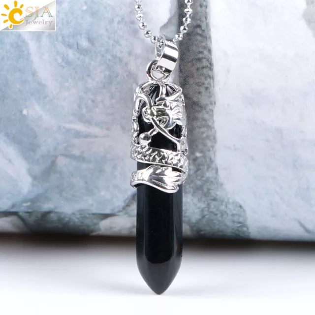 Natural Hexagonal Quartz Crystal Chakra Healing Point Pendant Necklace Jewelry