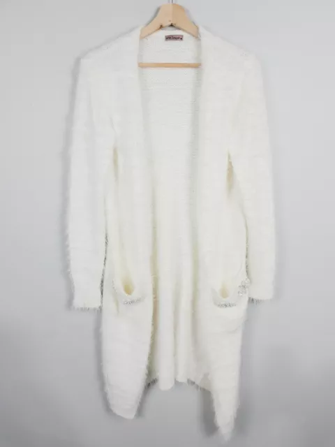 [ ERIN LOUISE ] Womens Fluffy Knit Embellished Cardigan | Size M / L or 12 - 14