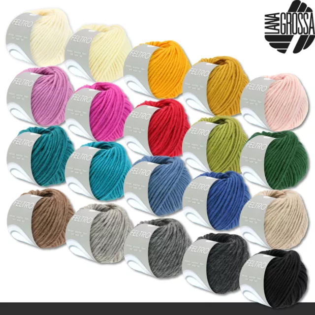 LANA GROSSA 5x 50G Feltro Lana de Fieltro Lana Virgen Filzschuhe 20 Colores