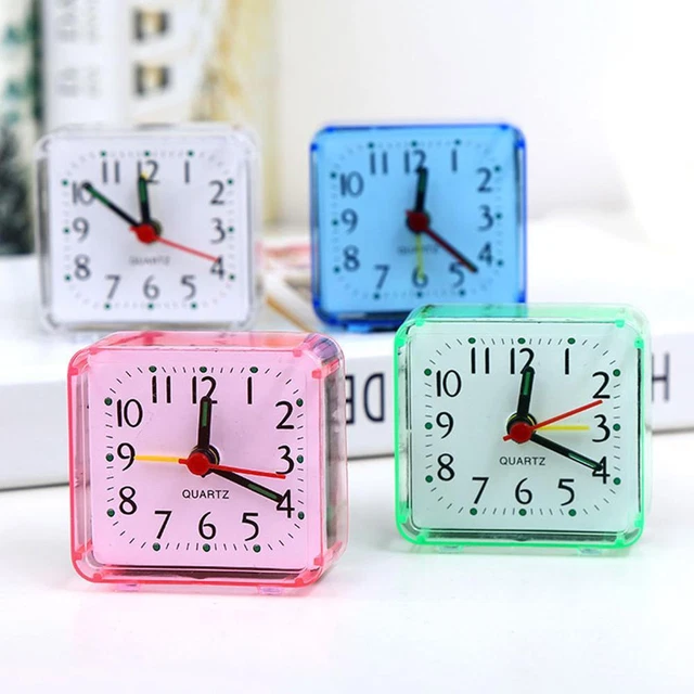 Mini Portable Children Student Square Small Bed Compact Travel Alarm Clock J2F2