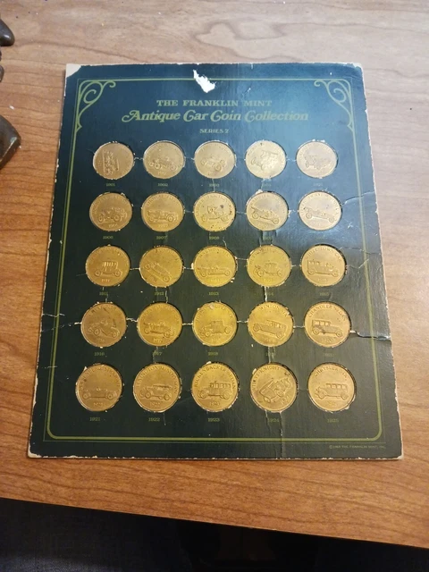 FRANKLIN MINT ANTIQUE Car Coin Collection Bronze 25 Coin Set In