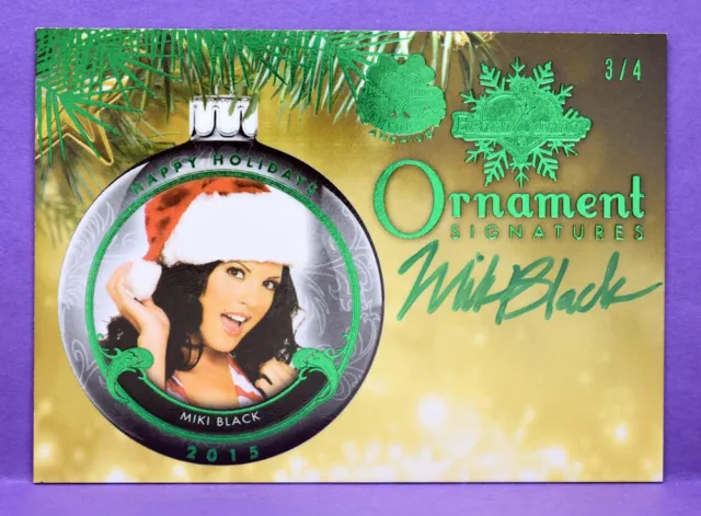 BenchWarmer Emerald Archive Miki Black 2015 Holiday Ornament Autograph #'d 3/4