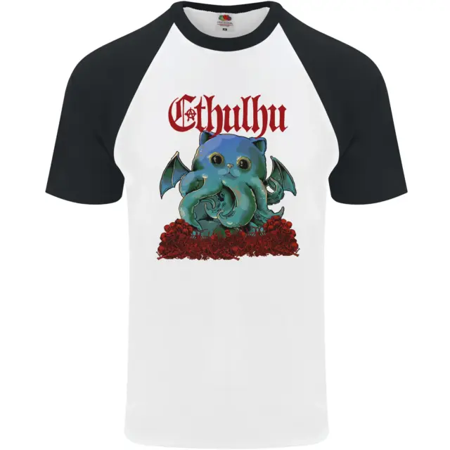 Cathulhu Funny Cat Cthulhu Parody Kraken Mens S/S Baseball T-Shirt